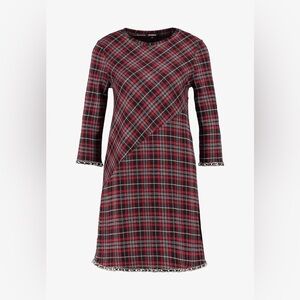Desigual Women Crew Neck Short Sleeve Embellished A-Line Plaid Loverpool Dress S